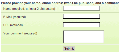 Validation comment form